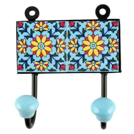 Sunflower Cewramic Tile Hook in Yellow